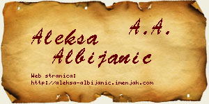 Aleksa Albijanić vizit kartica